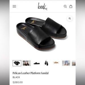 Beek Pelican Leather Platform Sandals Black 9